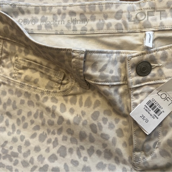 Loft Modern Skinny Pants Leopard Print Neutral Low Waist Slim Fit Women’s Sz 0 - Picture 5 of 7
